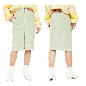 FREE PEOPLE Midi Skirt I Want It All Cord Corduroy We The Free Green NWT 24